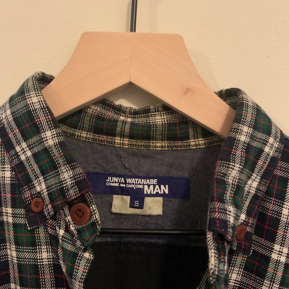 Junya Watanabe Comme des Garçons Mens / Casual Shirt. Flannel + patchwork style. - Picture 3 of 3